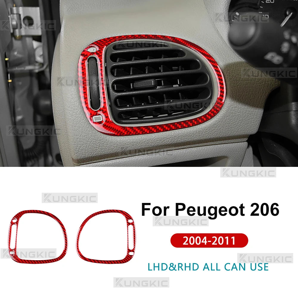 Real Soft Carbon Fiber Trim For Peugeot 206 2001 2002 2003 2004 2005 2006 2007 2008 2009 2010 Car AC Central Control Air Outlet