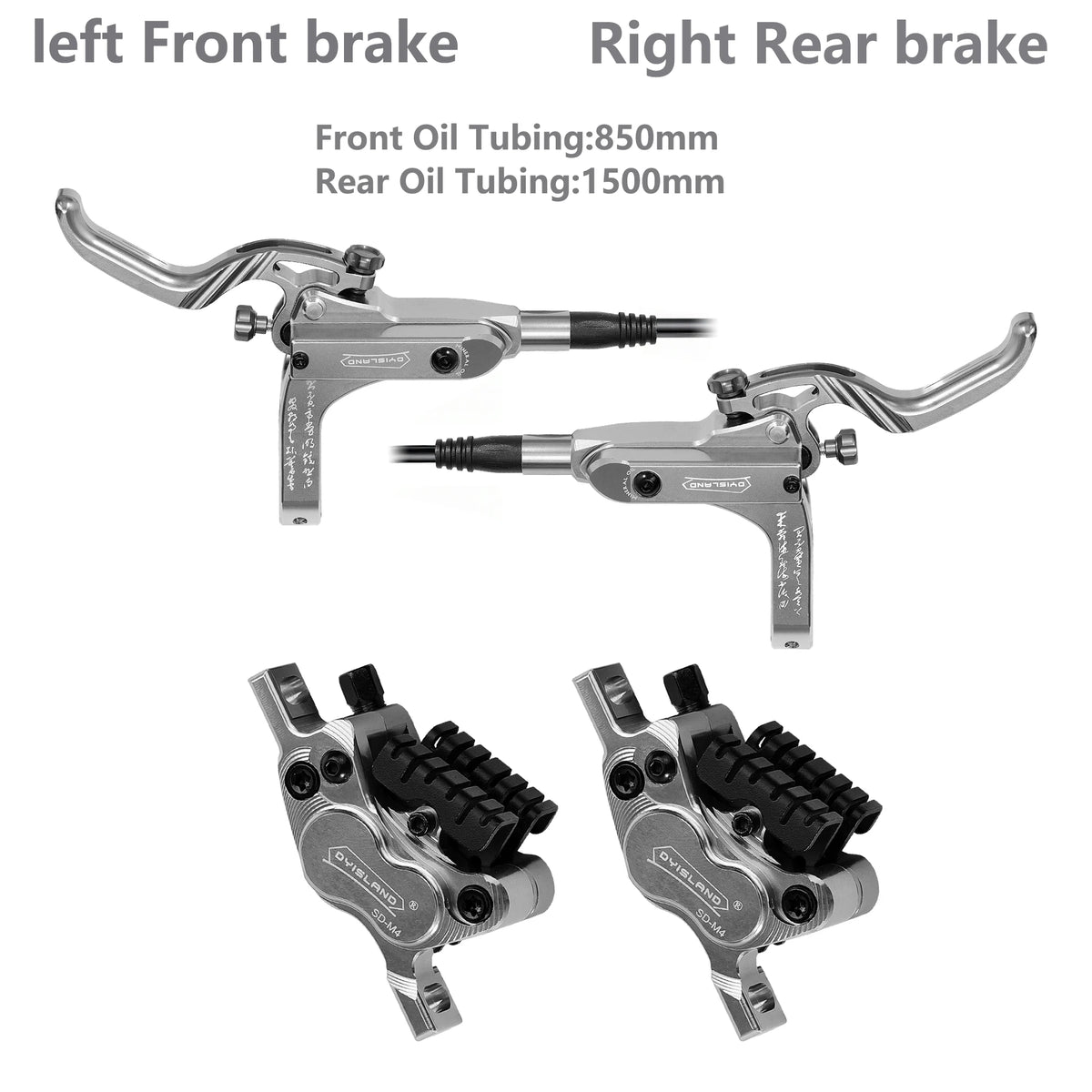 DYISLAND MTB 4pistons Hydraulic Disc Brake 850mm/1500mm Ceramic Cooling Brake Pads Oil Pressure AM DH Mountain Bike Disc Brake