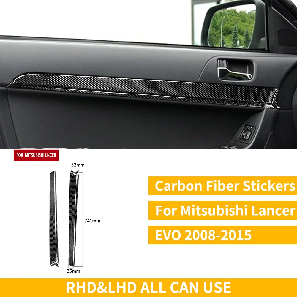 For Mitsubishi Lancer EVO X MR 2008-2015 Carbon Interior Trim Sticker Set Speedometer Window Lifting Storage Car Accessories