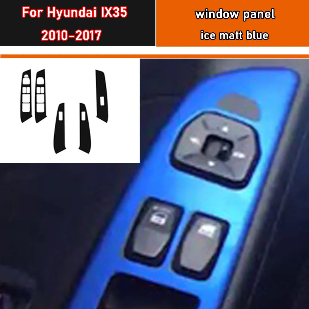 Car Styling Black Carbon Decal Car Window Lift Button Switch Panel Cover Trim Sticker 4 Pcs/Set For Hyundai IX35 2010-2017