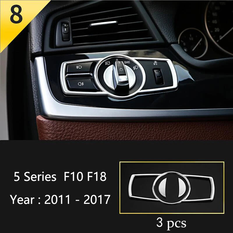 For BMW 5 Series F10 F18 Car Styling Interior Buttons Panel Frame Decoration Cover Trim Car Sticker Stainless Steel Accessories