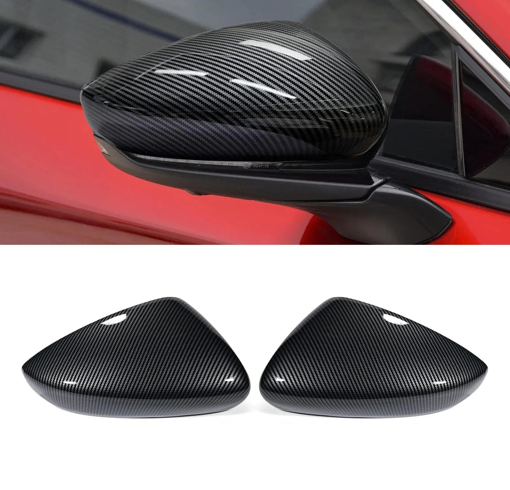 For Mazda 3 Axela 2019 2020 2021 2022 2023 Car Rearview Side Mirror Cover Wing Cap Exterior Door Case Trim Carbon Fiber Look