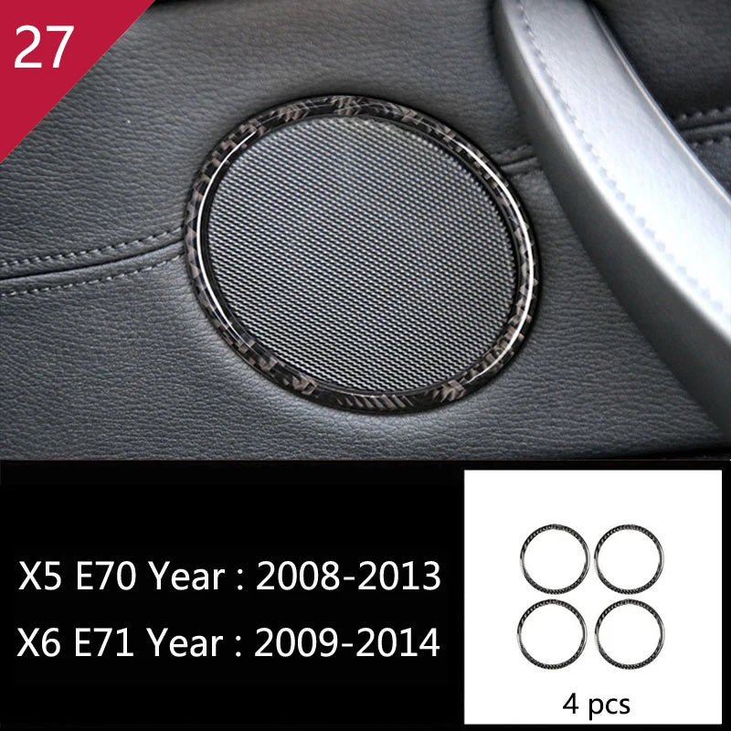 For BMW X5 X6 E70 E71 Accessories Car Interior Air Conditioning CD Console Panel Cover Decoration Trim Carbon Fiber Car Styling