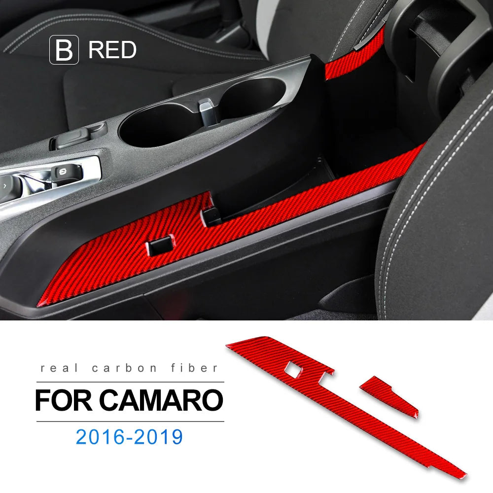 Real Carbon Fiber for Chevrolet Camaro 2016 2017 2018 2019 2020 2021 2022 2023 Car Interior Trim Red Black Accessories Sticker