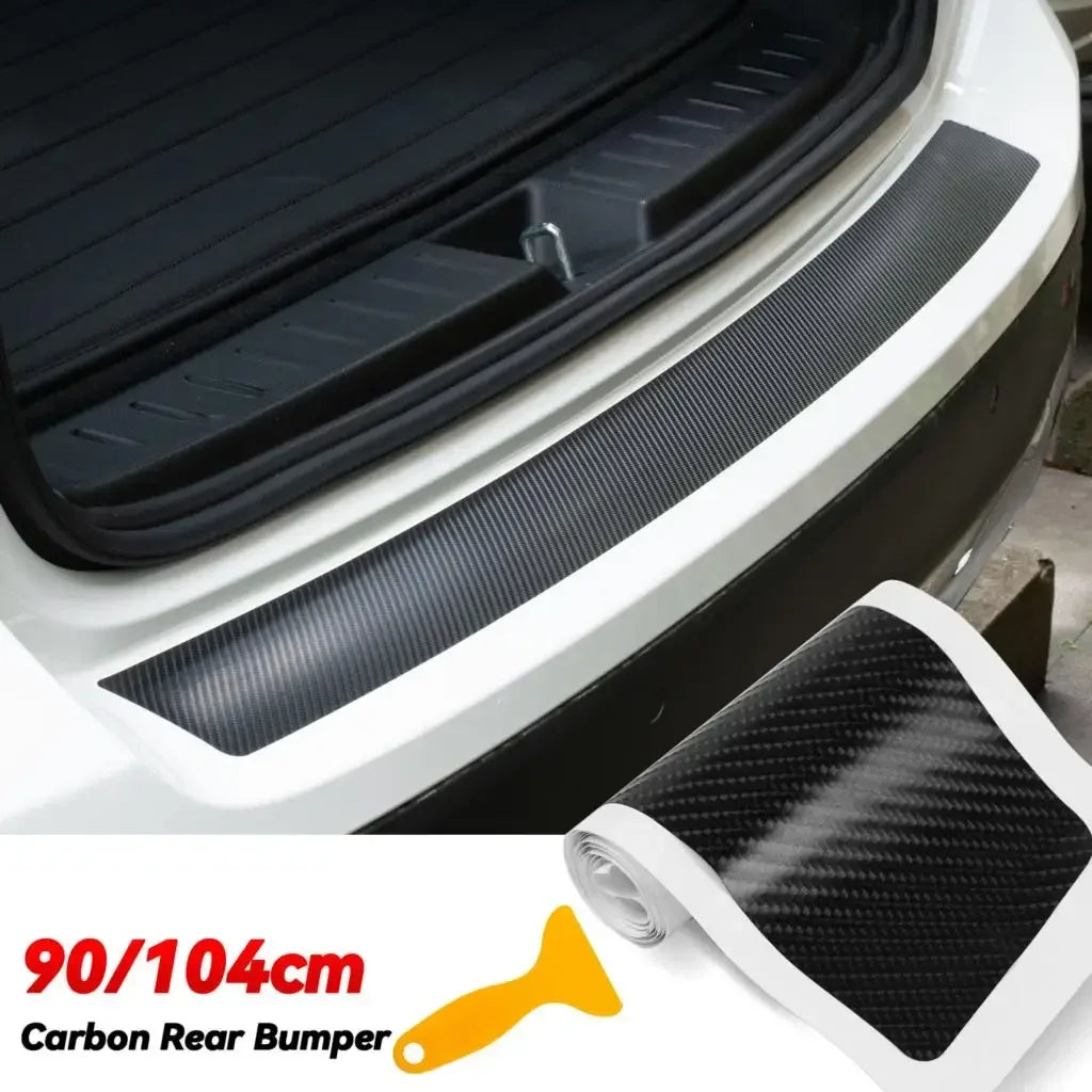 Universal Car Rear Guard Plate Sticker 3D Carbon Fiber Trim 