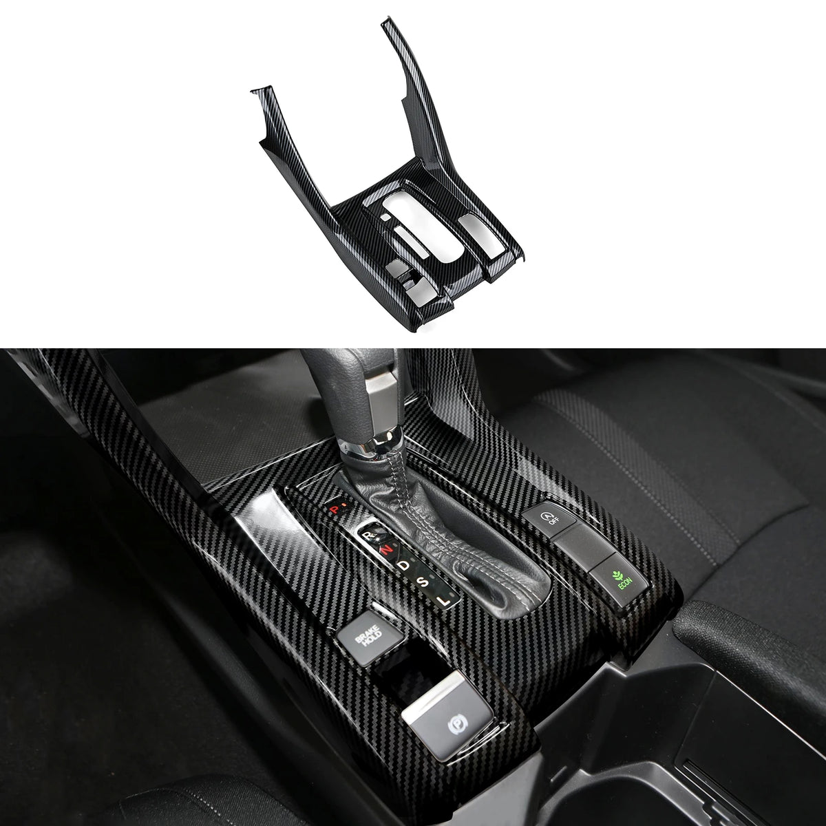 For Honda Civic 10th Gen (2016 -2021) Interior Accessories Car Center Console Gear Shift Panel Carbon Fiber ABS Trim Sticker