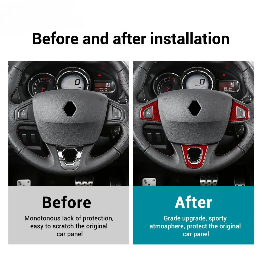 Car Steering Wheel Trim Soft Carbon Fiber Sticker For Renaul