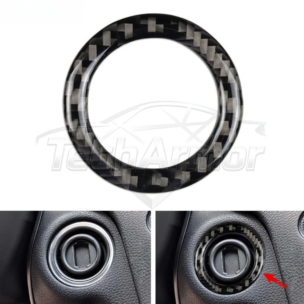 Carbon Fiber Trim Car Ignition Switch Key Hole Ring Start Bu