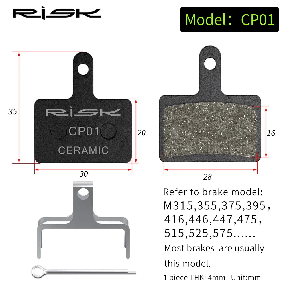 RISK Ceramic brake pads MTB Road Bike Electric Scooter Hydarulic Disc Brake Pads For Shimano M315 M355 M375 M395 M416 M515