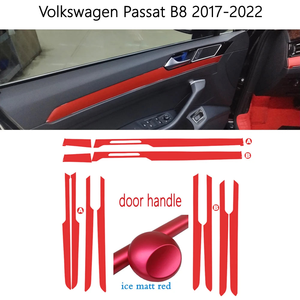 Car Styling Black Carbon Decal Car Window Handrail Panel Cover Trim Stickers For Volkswagen Passat B8 2017-2022