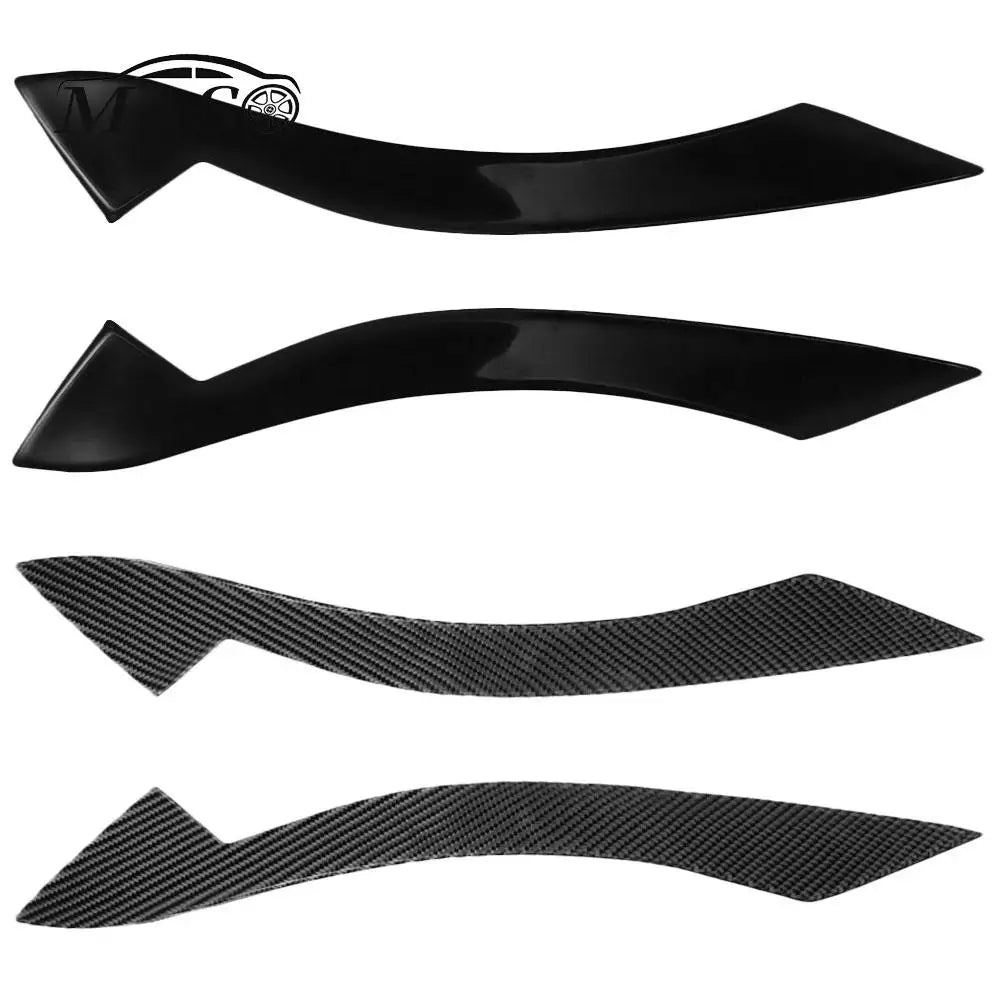 2pcs Car Headlight Eyebrow Eyelid Cover Trim ABS Black/Carbo