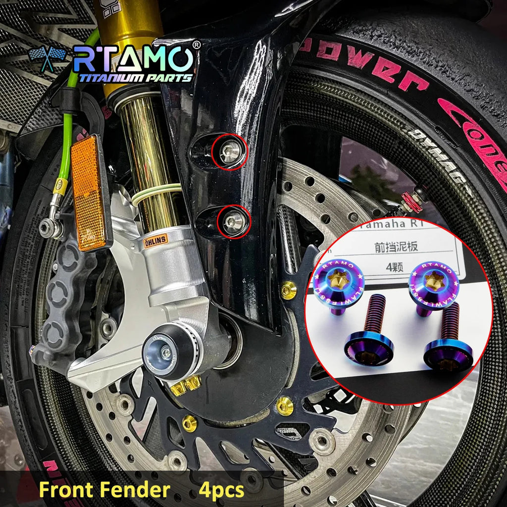 RTAMO Titanium Alloy Bolts for Yamaha YZF-R1 Front Caliper ABS Sensor Brake Disc Oil Tank Side Cover Screw Nuts Pin