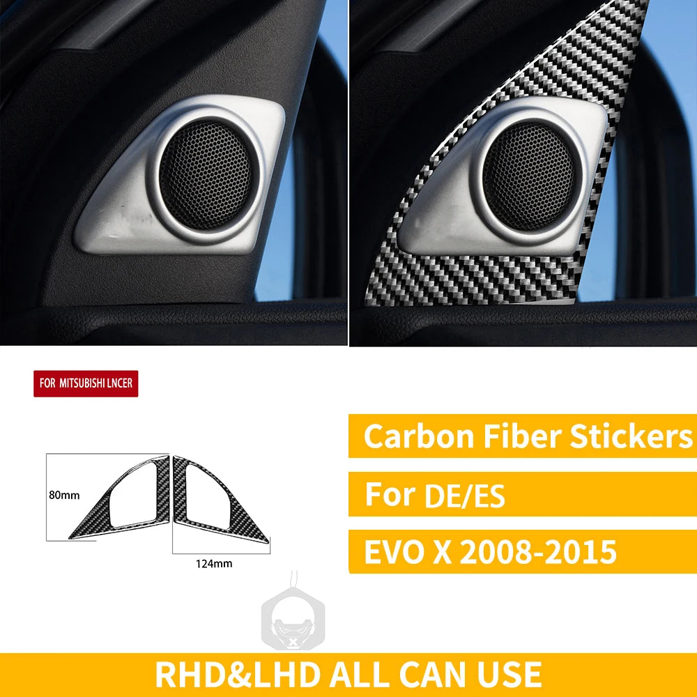For Mitsubishi Lancer EVO X MR 2008-2015 Carbon Interior Trim Sticker Set Speedometer Window Lifting Storage Car Accessories