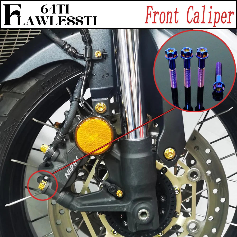 FLAWLESSTI Gr5 Titanium Bolt Windshield Mirror Bar End Front Cover Fender Caliper Brake Disc Switch Bolt For Honda Forza 750
