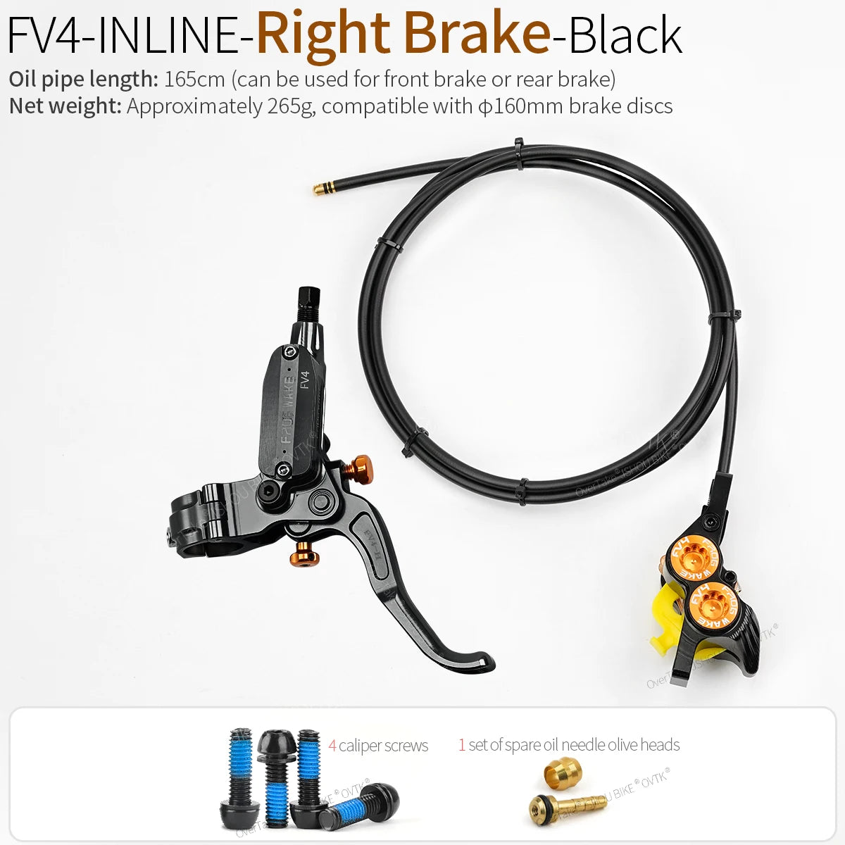 FROG WAKE FV4 4-Piston Hydraulic Disc Brake Kit Split Type Aluminum Inline Radial Front / Rear Brake Grey / Silver / Black Bike