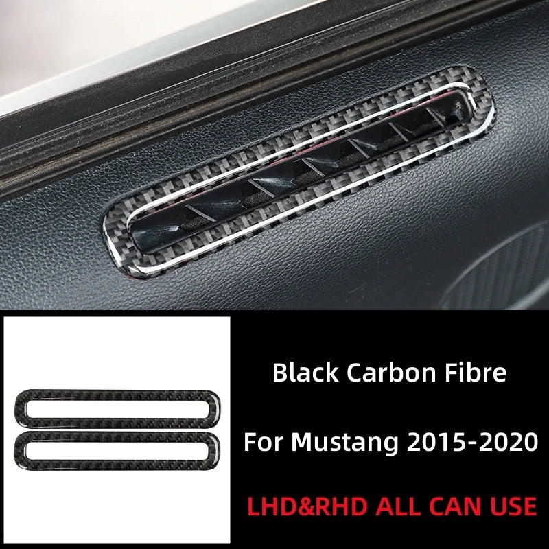 For Ford Mustang GT 2015-2021 Car Accessories Carbon Fiber Auto Side Door Defogger Air Vent Outlet Frame Sticker Interior Trim