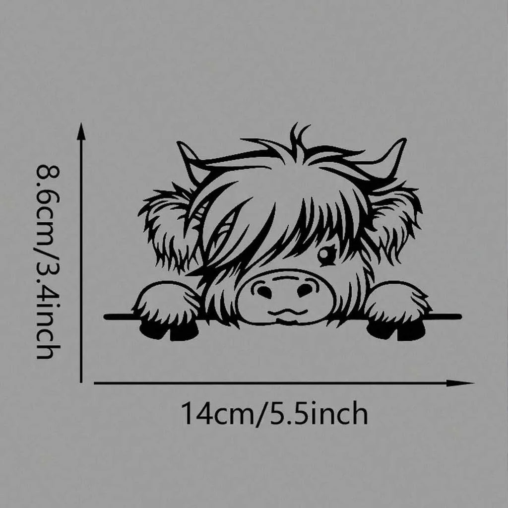 Waterproof Vinyl Stickers - Cute Scottish Highland Cow Self-
