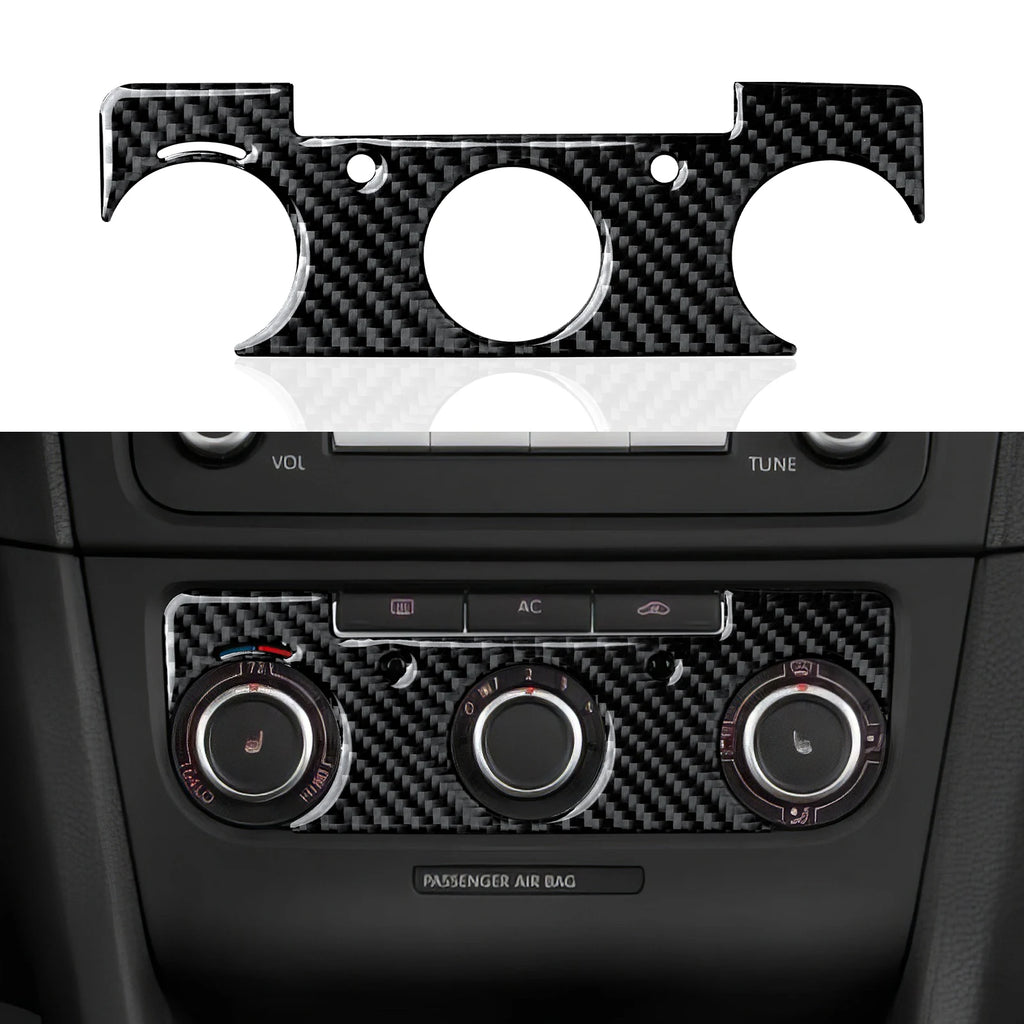 For Volkswagen Golf VI MK6 Plus R GTI (2010-2014) Car Center Console Volume Climate Adjust Knob Panel Carbon Fiber Trim Sticker