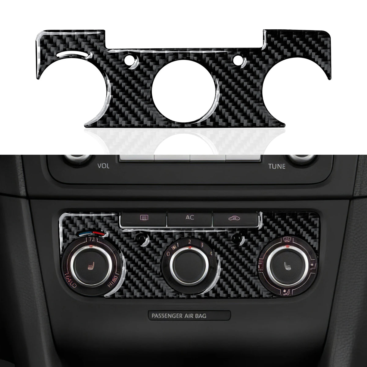 For Volkswagen Golf VI MK6 Plus R GTI (2010-2014) Car Center Console Volume Climate Adjust Knob Panel Carbon Fiber Trim Sticker
