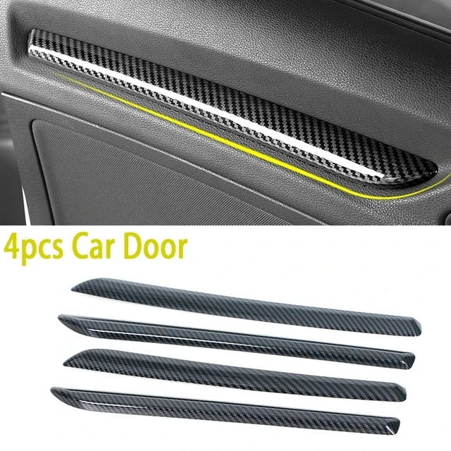 Carbon Fiber Style Dashboard Decoration Cover Trim For Audi A3 8V 2014-2018 S3 2017 ABS Car Inner Door Trim Strips