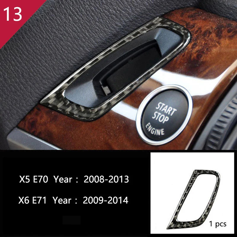 For BMW X5 X6 E70 E71 Accessories Car Interior Air Conditioning CD Console Panel Cover Decoration Trim Carbon Fiber Car Styling