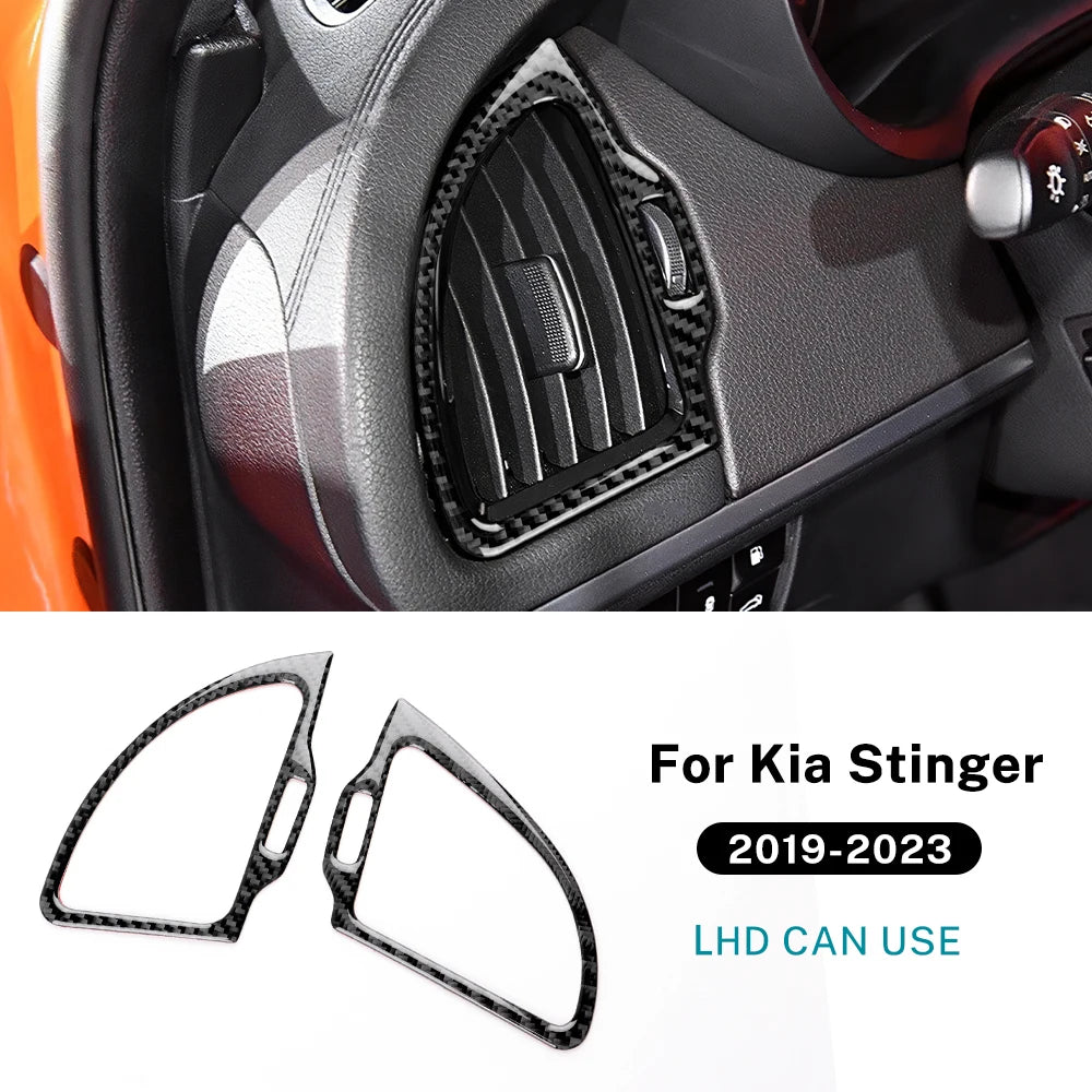 For Kia Stinger 2019 2020 2021 2022 2023 Real Soft Carbon Fiber Sticker LHD RHD Car Instrument AC Outlet Vent Trim Accessories