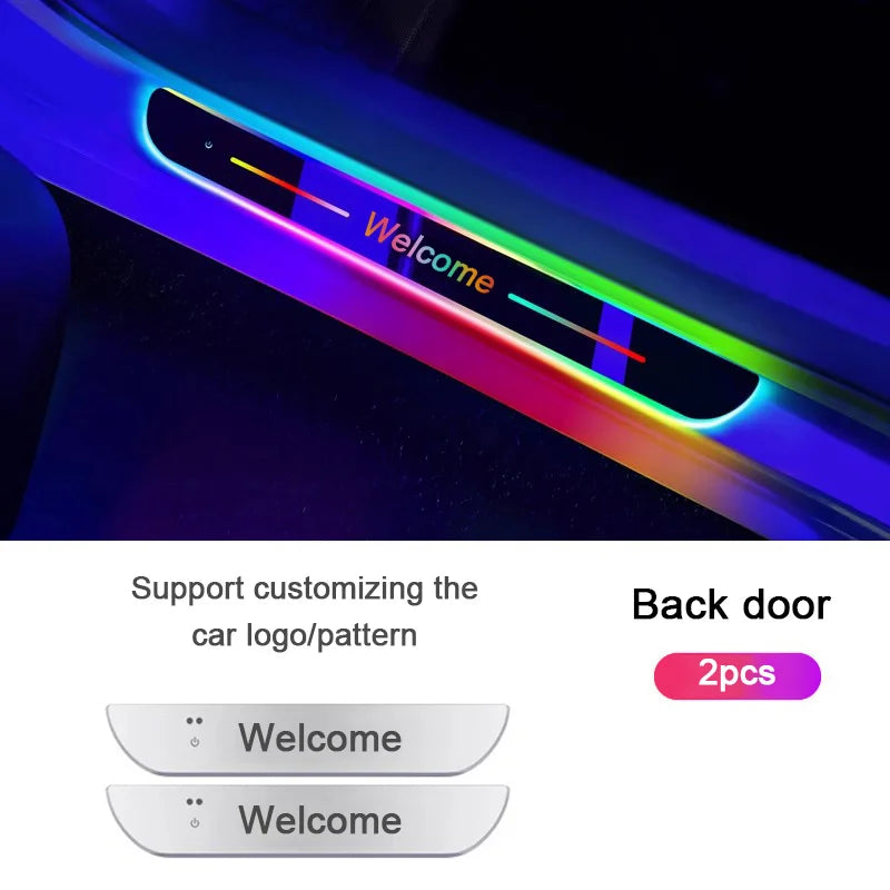 4pcs Customized Car Glows Welcome Door Sill Strip Welcome Pedal Luminous Ambient Light Anti-kick Anti-dirty Protection Pedal