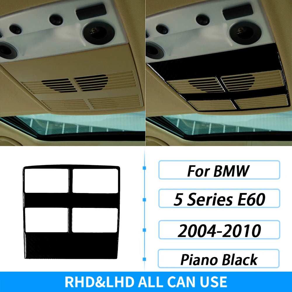 For BMW 5 Series E60 2004-2007 Piano Black Gear Shift Steering Wheel Air Outlet Panel Set Trim Car Interior Accessories Sticker