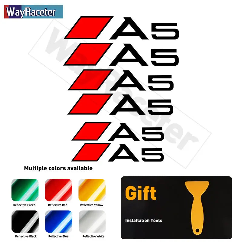 6 Pcs Top Vinyl Decal High Temperature Car Brake Caliper Stickers For Audi A3 S3 A4 S4 A5 S5 A6 S6 A7 S7 A8 Q2 Q3 Q5 Q7 Q8 TT