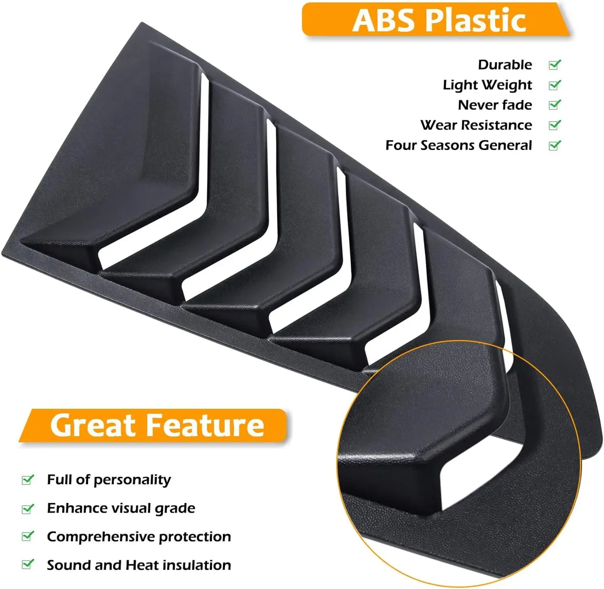 For Ford Mustang 2015-2020 Car Rear Louver Window Side Shutt