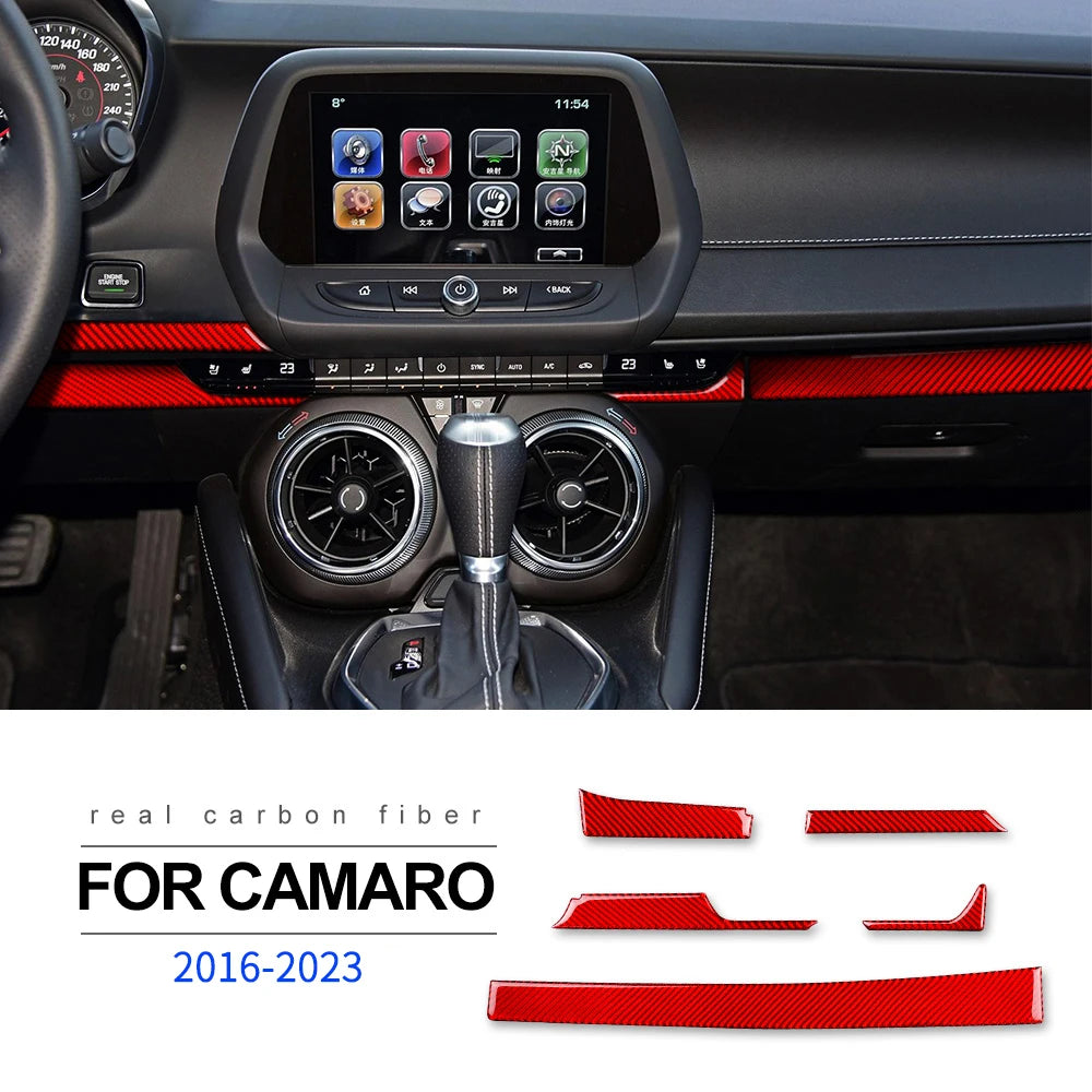 Real Carbon Fiber for Chevrolet Camaro 2016 2017 2018 2019 2020 2021 2022 2023 Car Interior Trim Red Black Accessories Sticker