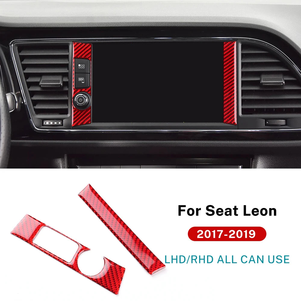 Real Soft Carbon Fiber Sticker For Seat Leon MK3 2017 2018 2019 LHD RHD Car Central Control Side Frame Trim Interior Accessories