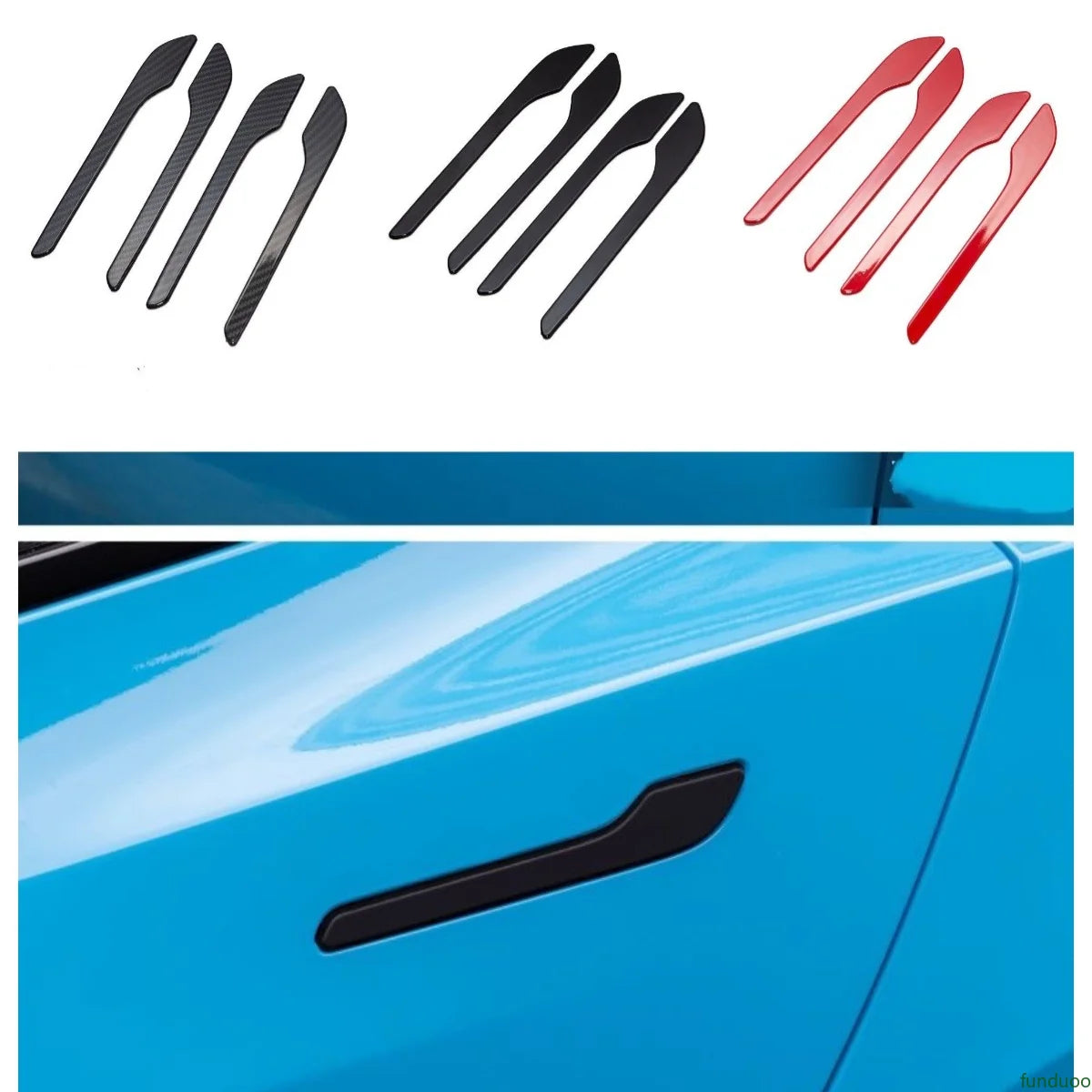 For Tesla Model 3 Y Carbon Fiber Black White Red Car Door Ha