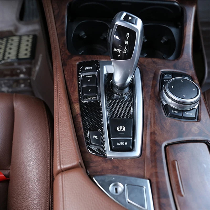Carbon Fiber Car Gear Shift Panel Cover Trim Stickers Decora