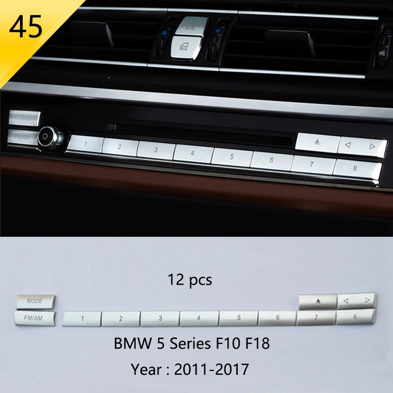 For BMW 5 Series F10 F18 Car Styling Interior Buttons Panel Frame Decoration Cover Trim Car Sticker Stainless Steel Accessories