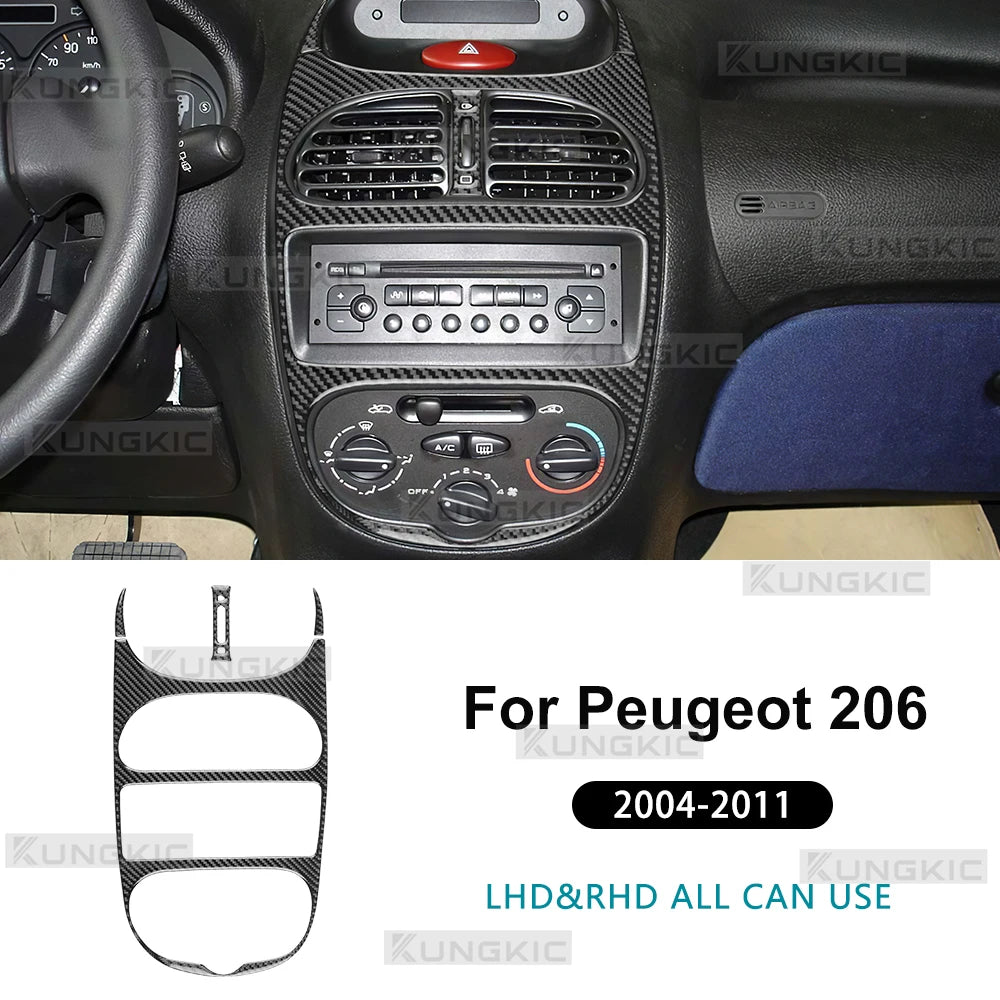 Real Soft Carbon Fiber Trim For Peugeot 206 2001 2002 2003 2004 2005 2006 2007 2008 2009 2010 Car AC Central Control Air Outlet