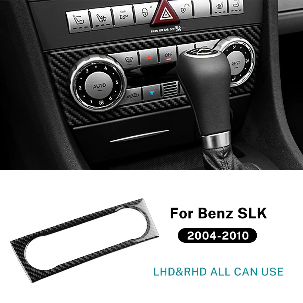 Real Soft Carbon Fiber Trim Sticker For Mercedes Benz SLK R171 2004 2005 2006 2007 2008 2009 2010 Car Central Control AC Panel