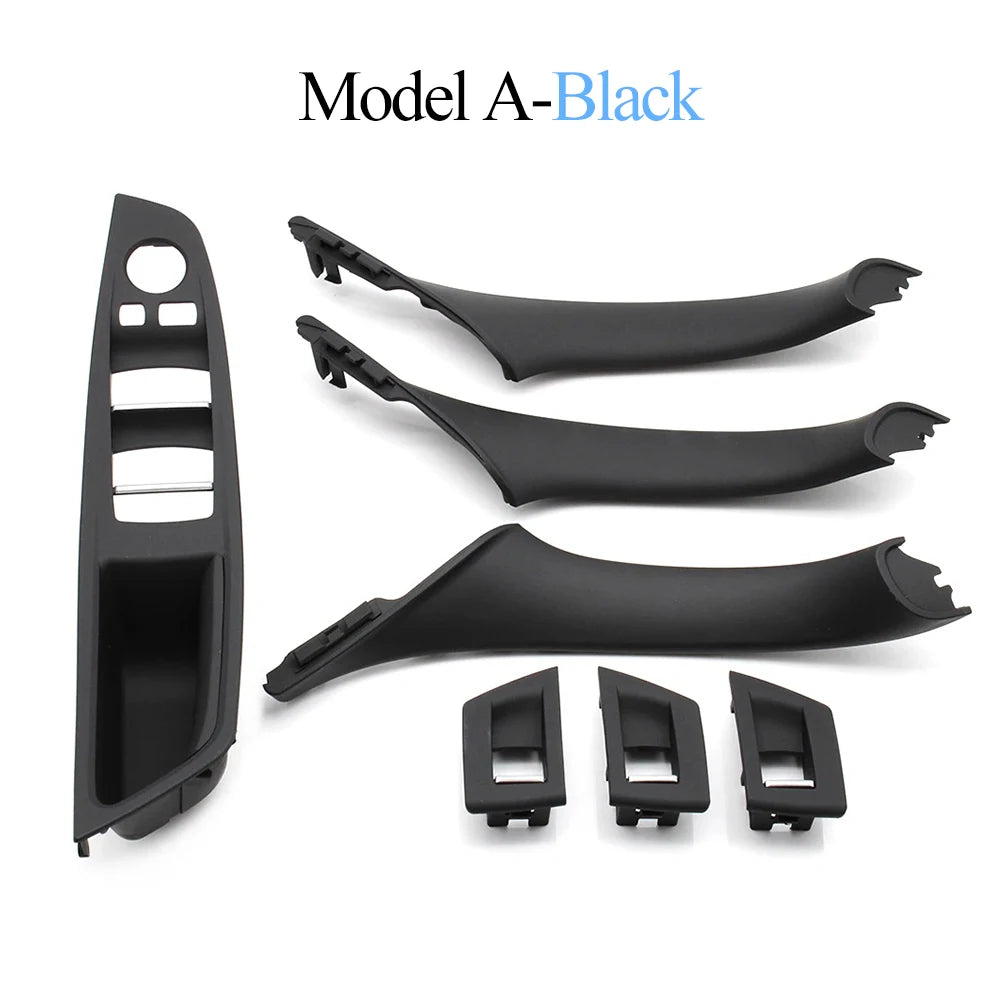 LHD Black Carbon Fiber Car Armrest Switch Panel Door Pull Handle Cover Trim For BMW 5 Series F10 F11 520 523 525 528 530 535