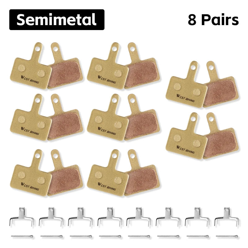 WEST BIKING Bike Brake Pads Copper Semimetal For SHIMANO MT200 M515 C501 1/2/4/6/8 Pairs Wear-resistant Disc Bicycle Brake Pads