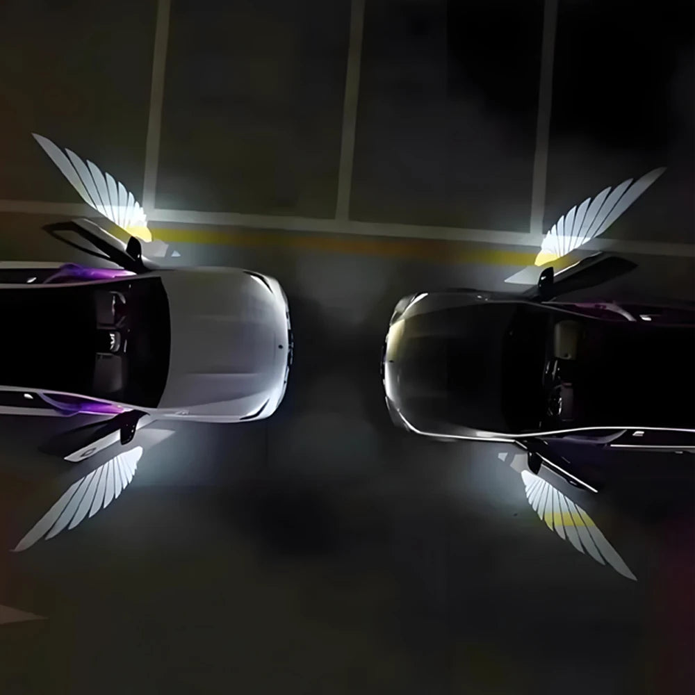 2Pcs Car Angel Wings Wireless Car Door Welcome Decorative Li