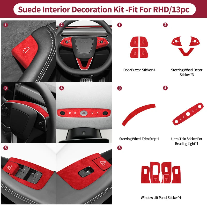 Carbon Fiber For Tesla Model 3 (2024-)/ Model Y (2025-) Car Door Switch Button Anti Scratch Trim Sticker Interior Accessories