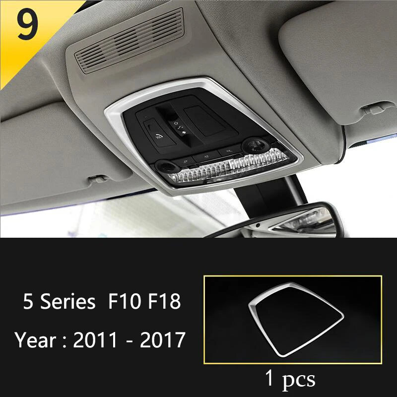 For BMW 5 Series F10 F11 F18 Accessories Stainless Steel Modified Interior Car Central Air Outlet Set Trim Sticker Frame Styling