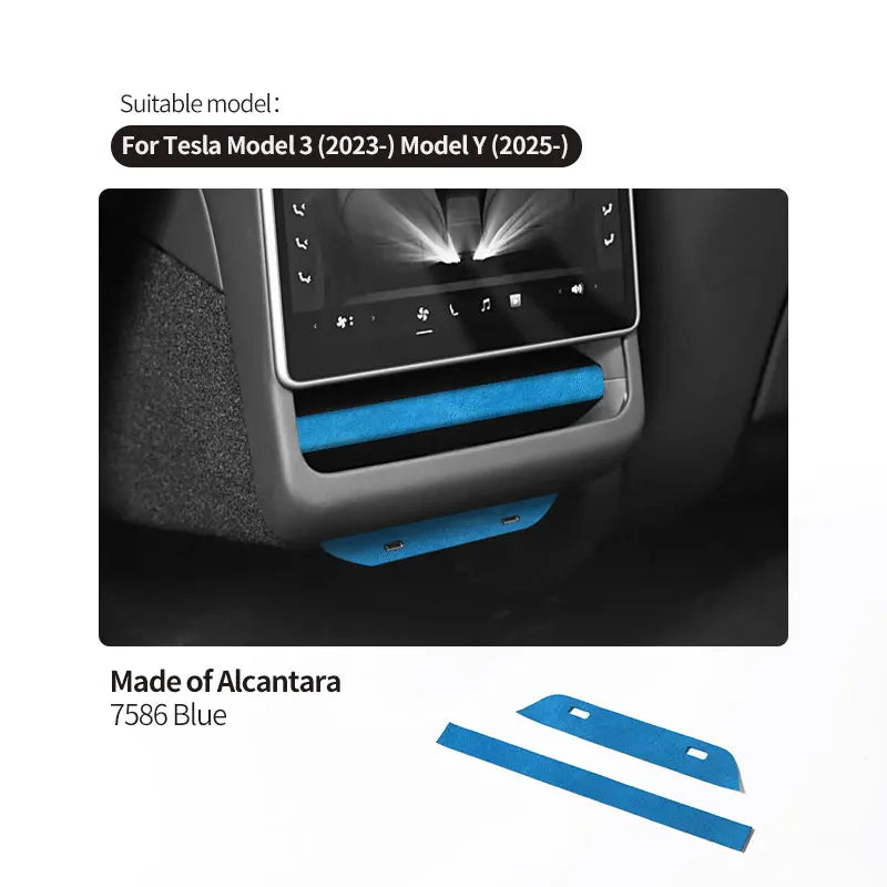 Top Suede For Tesla Model Y Juniper / Model 3 Highland Rear Air Vent Outlet Trim Sticker Anti Scratch Car Interior Accessories