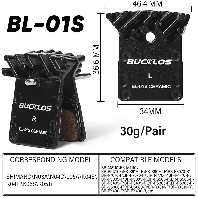 BUCKLOS Ceramic Brake Pads Bike MTB Hydraulic Brake Disc Pad