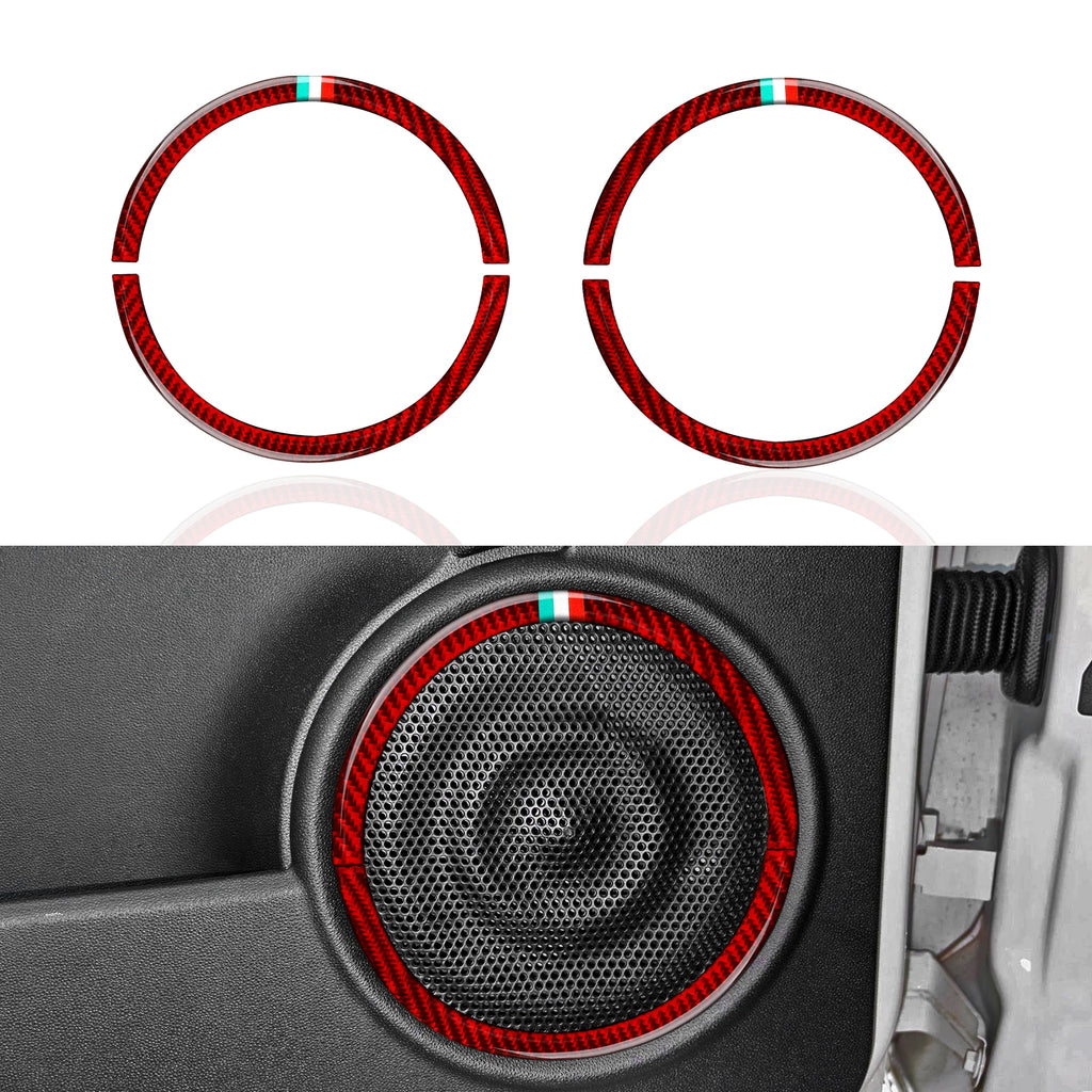 For Fiat Abarth 500 500C 500e 595C 695C Trim Accessories Car Door Speaker Decorative Strips Carbon Fiber Interior Sticker.