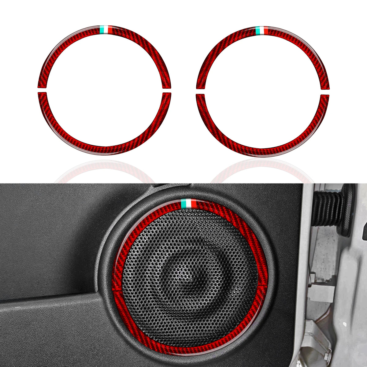For Fiat Abarth 500 500C 500e 595C 695C Trim Accessories Car Door Speaker Decorative Strips Carbon Fiber Interior Sticker.