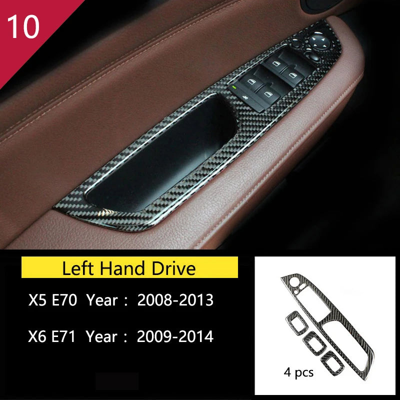 For BMW X5 X6 E70 E71 Accessories Car Interior Air Conditioning CD Console Panel Cover Decoration Trim Carbon Fiber Car Styling