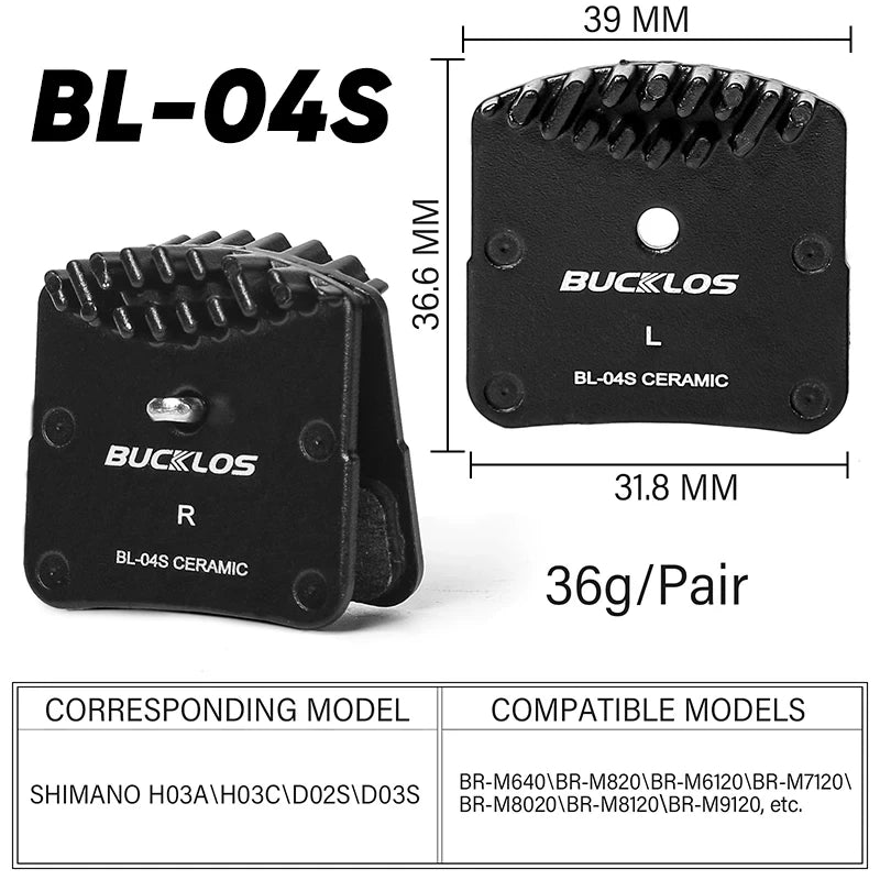 BUCKLOS Ceramic Bike Brake Pads Bicycle Hydraulic Disc Brake