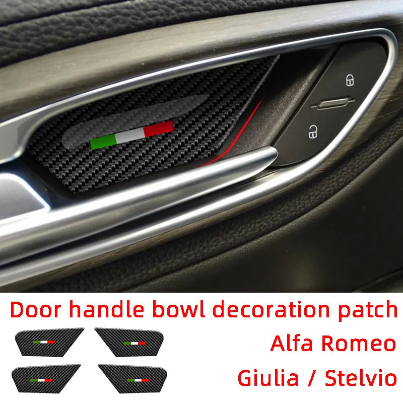 4pcs Carbon Fiber Car Door Inner Bowl Decoration Stickers Tr