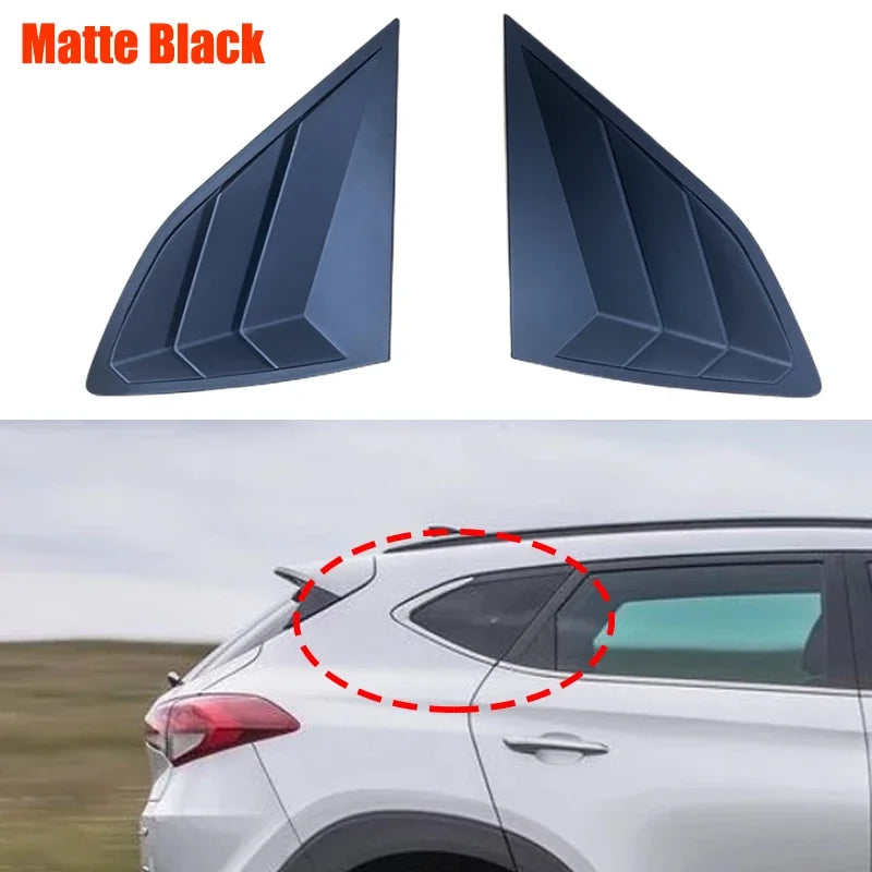 For Hyundai Tucson 2016-2020 2Pcs Car Rear Window Side Vent Shutter Louver Cover Trim Black Carbon Fiber Exterior Accessories